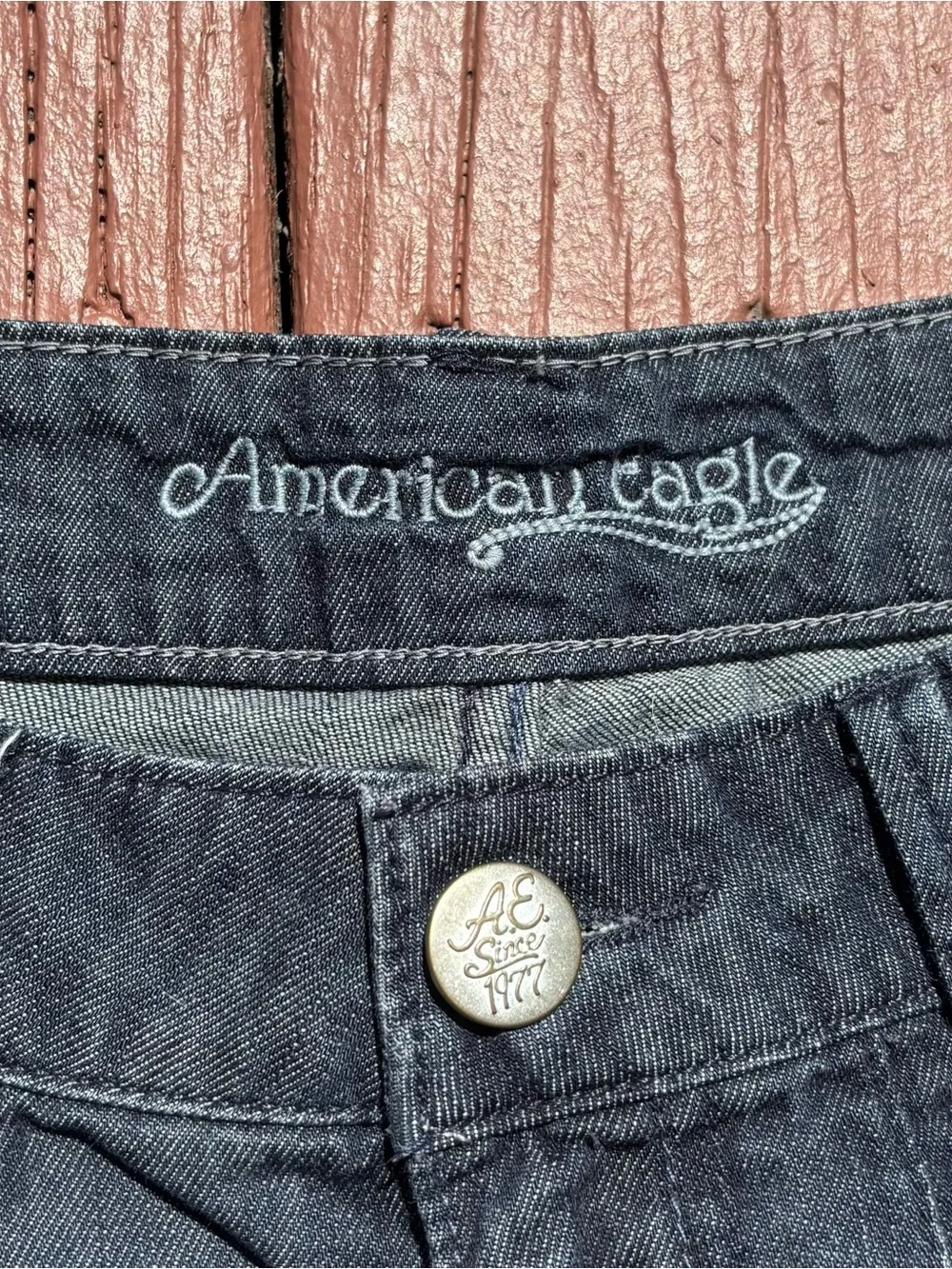 Y2K American Eagle Outfitters mini Dark Blue Denim Jean Shorts size 4 low rise